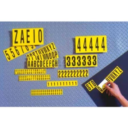 NATIONAL MARKER CO NMC Number Card 0-9, 10 Numbers/Card, 2inH, Yellow/Black, Pressure Sensitive Cloth NPS14
